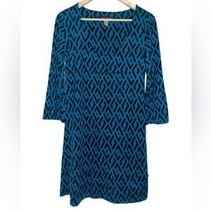 DVF 100% Silk Laetitia Trellis Geometric Print Dress size 8